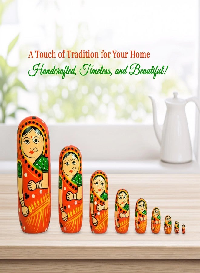 Toolart Set of 5 Wooden Russian Nesting Dolls - Matryoshka Stacking Nested Wood Dolls (Red9) - Image 2